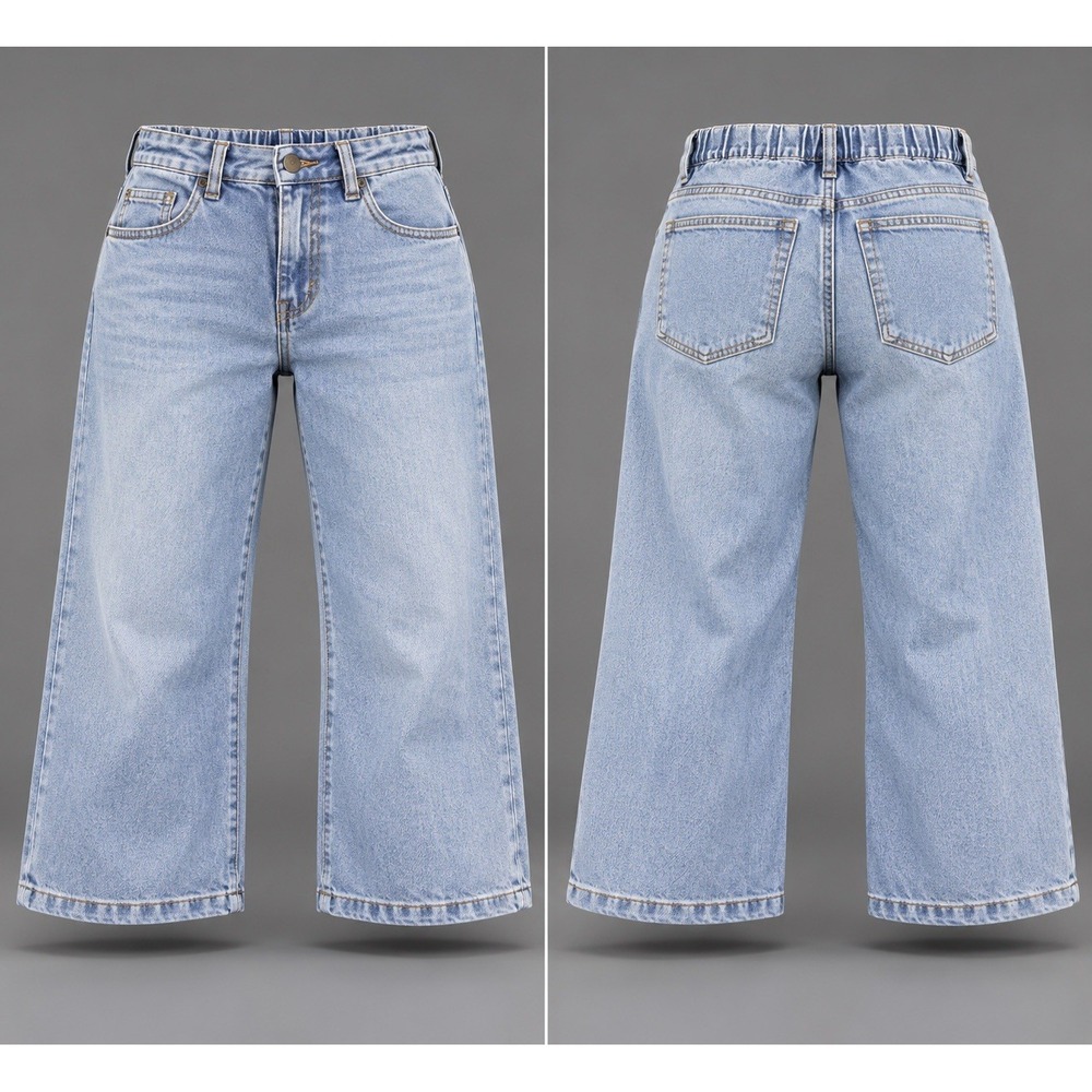 Oat Cloud Luxe Wide Leg jeans womens 0/25x21 Cropped Denim Drawstring